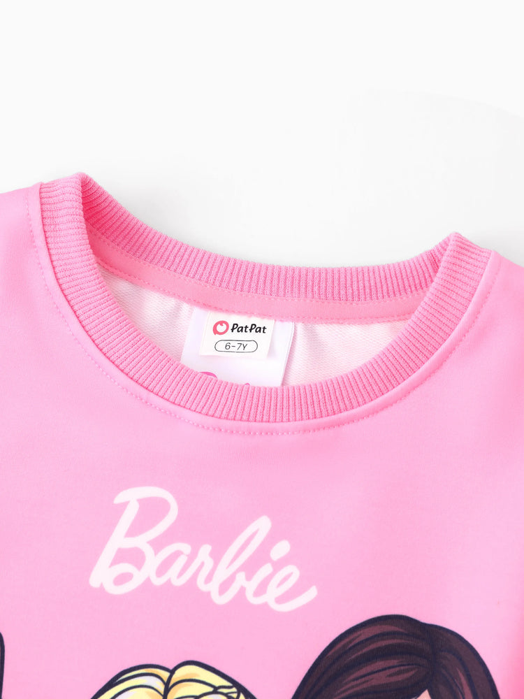 Barbie Kid Girl Christmas Character Print Sweatshirt Hot Pink