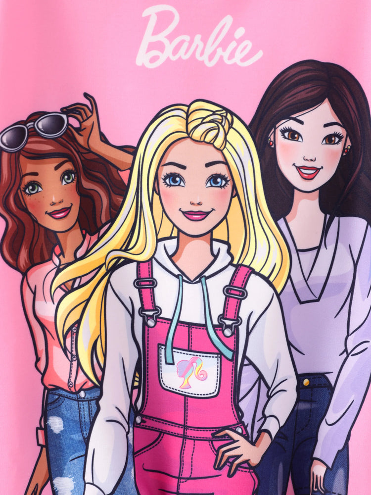 Barbie Kid Girl Christmas Character Print Sweatshirt Hot Pink