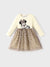 Disney Mickey and Friends Toddler Girl Christmas Minnie Mouse Graphic Long Sleeve Tulle Dress Khaki