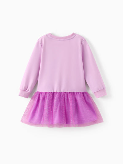 Disney Princess Toddler Girl Rapunzel Long Sleeve Mesh Splice Dress Purple