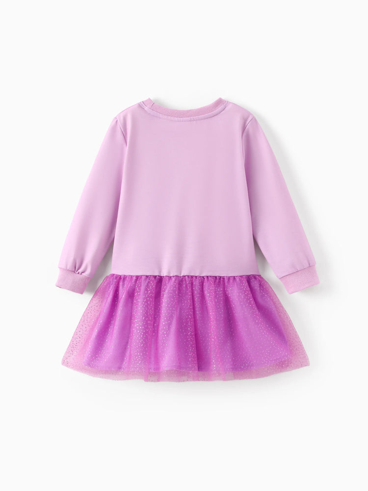 Disney Princess Toddler Girl Rapunzel Long Sleeve Mesh Splice Dress Purple