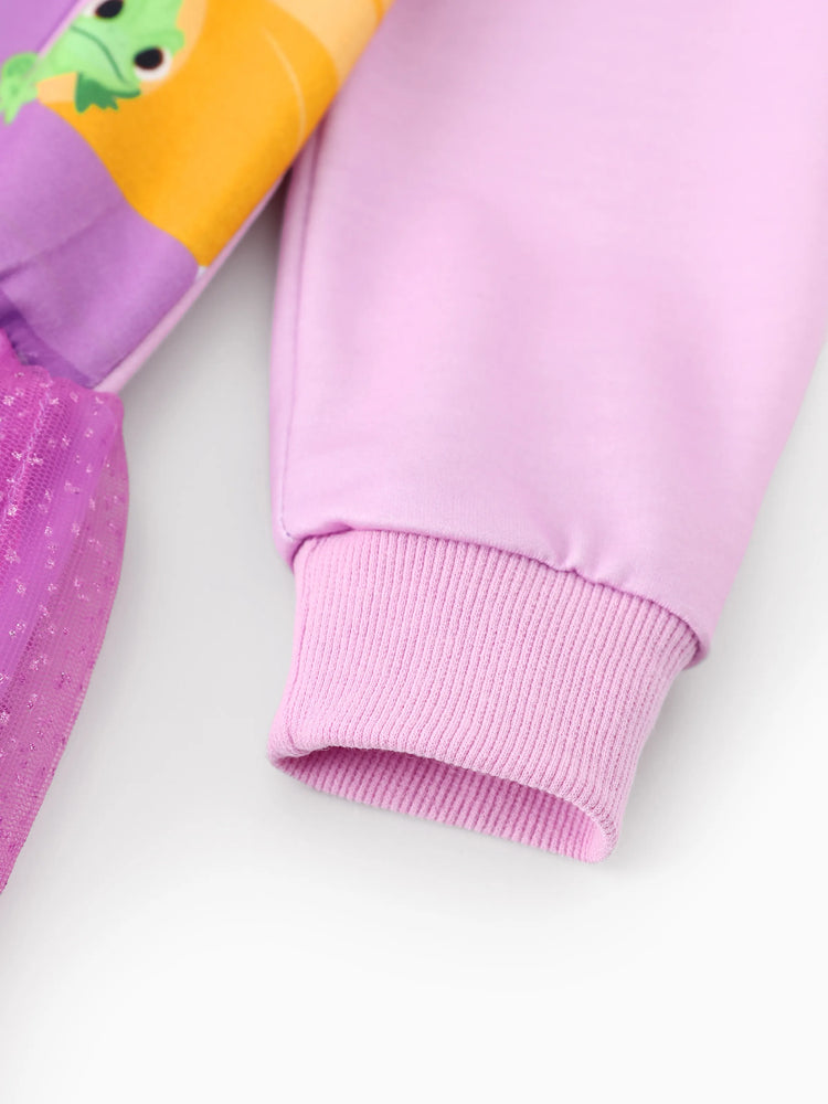 Disney Princess Toddler Girl Rapunzel Long Sleeve Mesh Splice Dress Purple