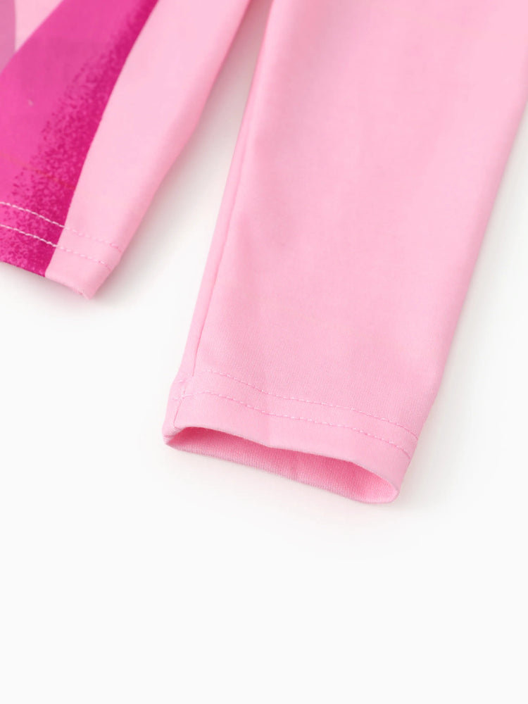 Ensemble 2 pièces princesse Disney pour petite fille, haut à manches bouffantes et jupe superposée à imprimé personnage Ariel, rose vif