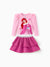Ensemble 2 pièces princesse Disney pour petite fille, haut à manches bouffantes et jupe superposée à imprimé personnage Ariel, rose vif