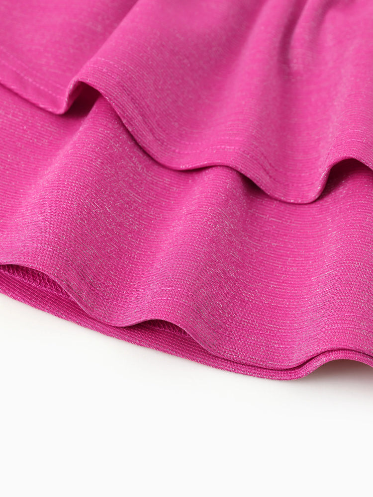 Ensemble 2 pièces princesse Disney pour petite fille, haut à manches bouffantes et jupe superposée à imprimé personnage Ariel, rose vif