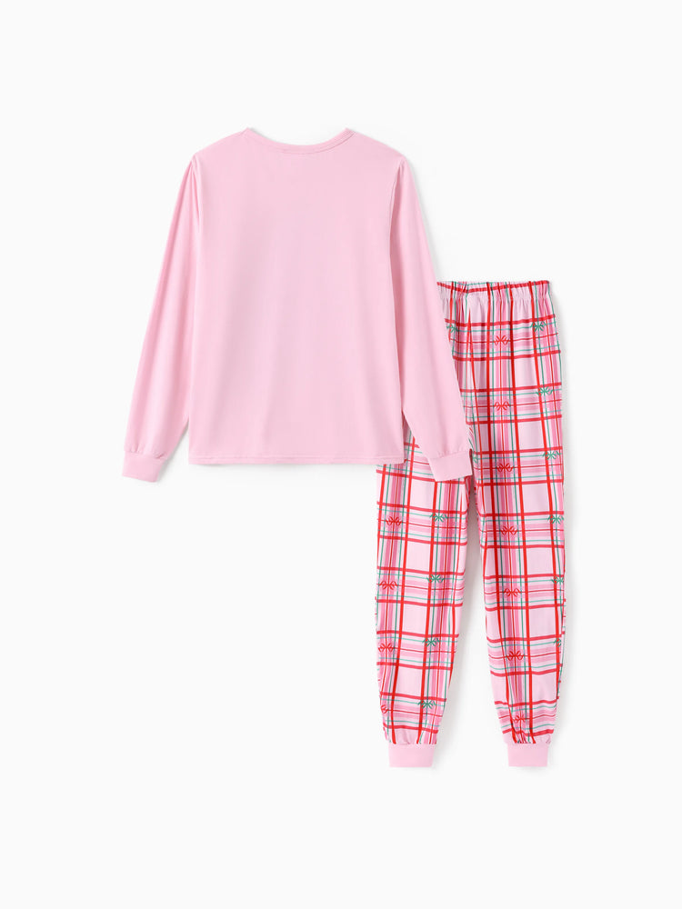 Ensemble pyjama ajusté Barbie Noël Maman et coton bio rose