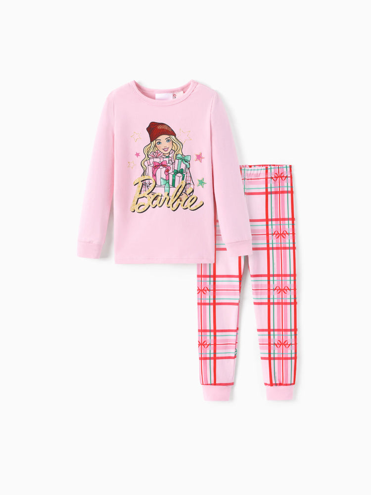 Ensemble pyjama ajusté Barbie Noël Maman et coton bio rose