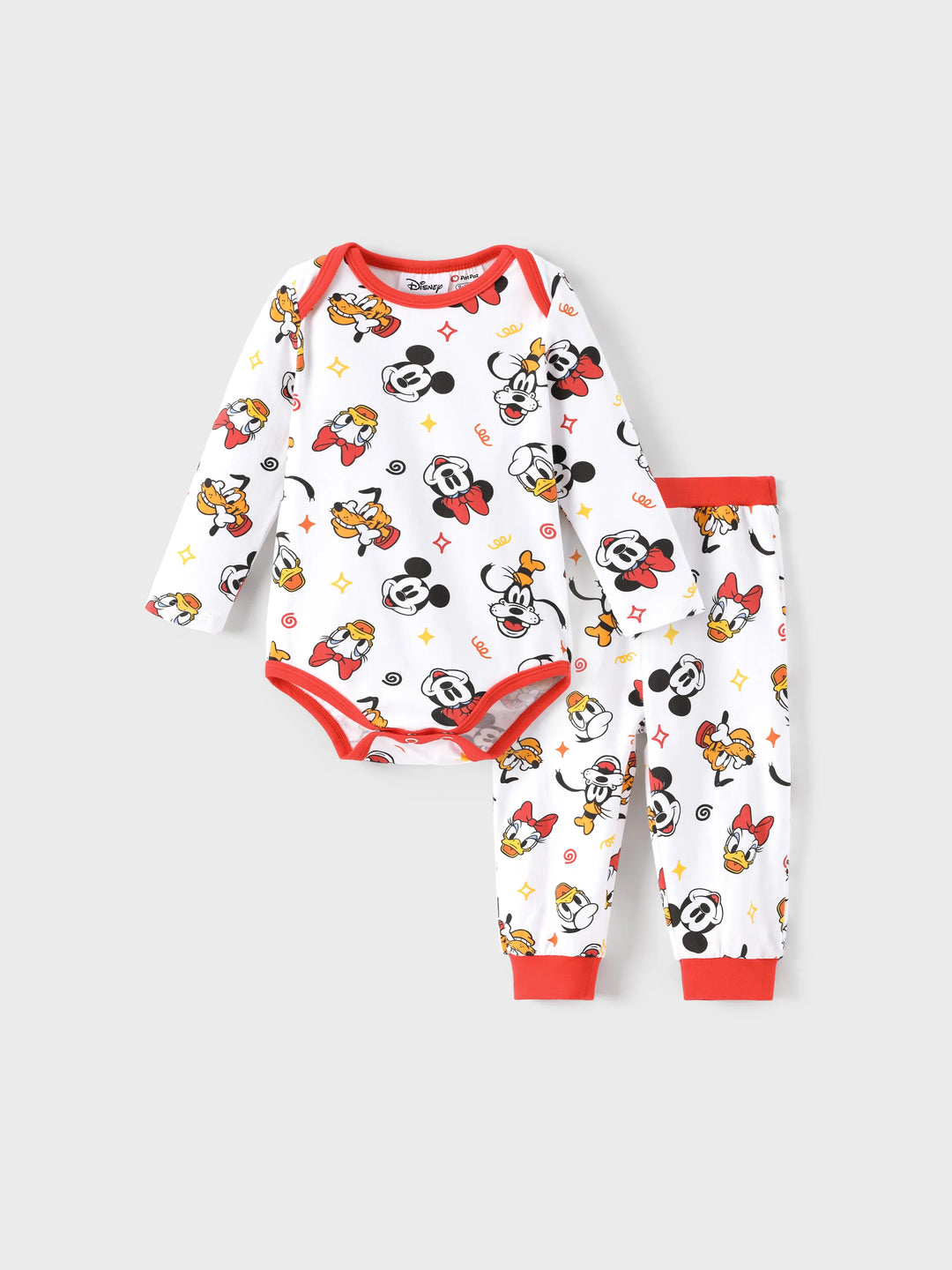 Disney Mickey and Friends Baby Boy 2pcs Mickey Bodysuits and Pants Set Red