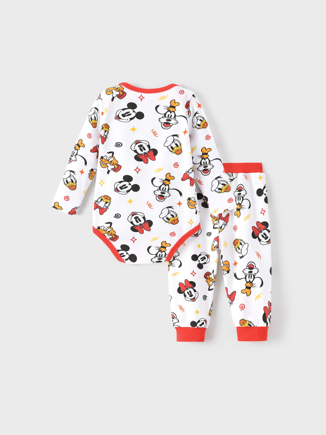 Disney Mickey and Friends Baby Unisex 2 Stück Mickey/Minnie/Pluto Print Bodys und Hosen Set rot