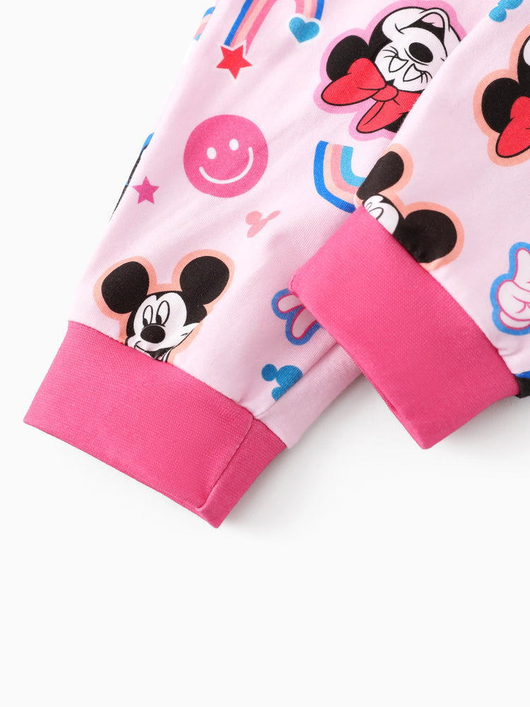Ensemble 2 pièces unisexe pour bébé Disney Mickey et ses amis, body et pantalon imprimé Mickey/Minnie/Pluto, rose
