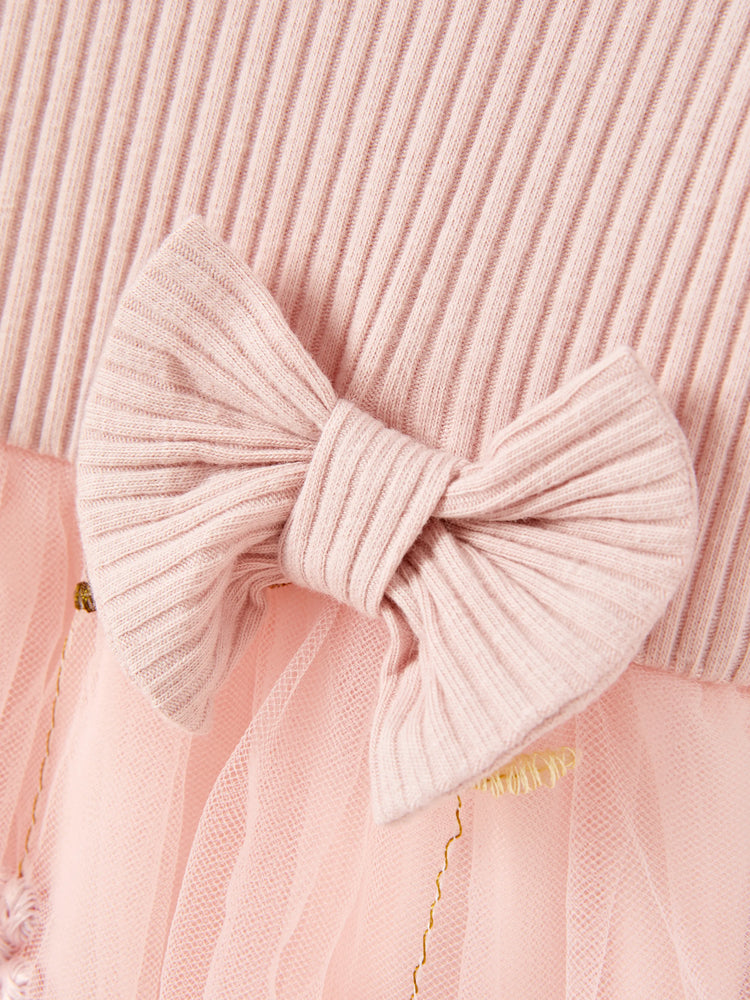 Baby Girl Sweet 3D Flower Mesh Dress Light Pink