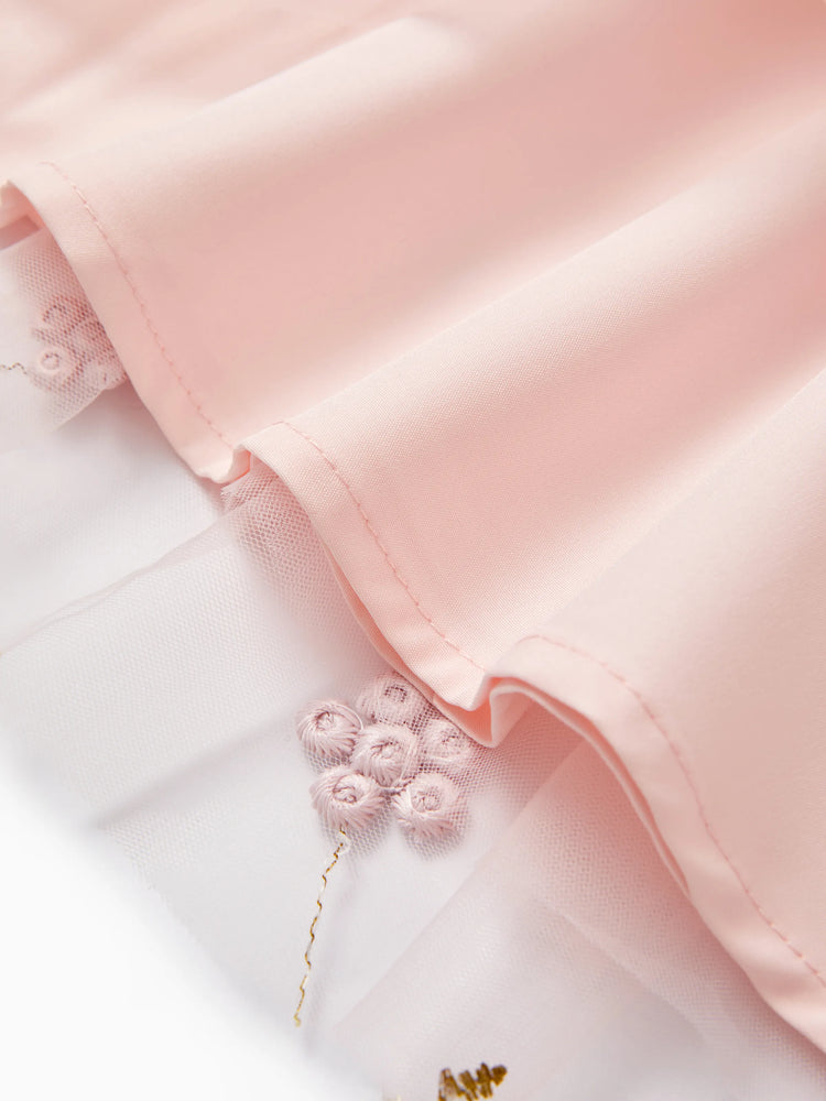 Baby Girl Sweet 3D Flower Mesh Dress Light Pink