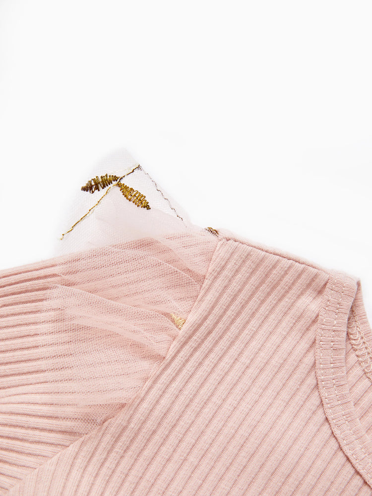 Baby Girl Sweet 3D Flower Mesh Dress Light Pink