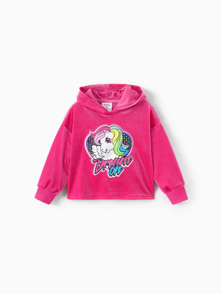 Ensemble sweat à capuche et jupe en velours pour petite fille My Little Pony, rose vif