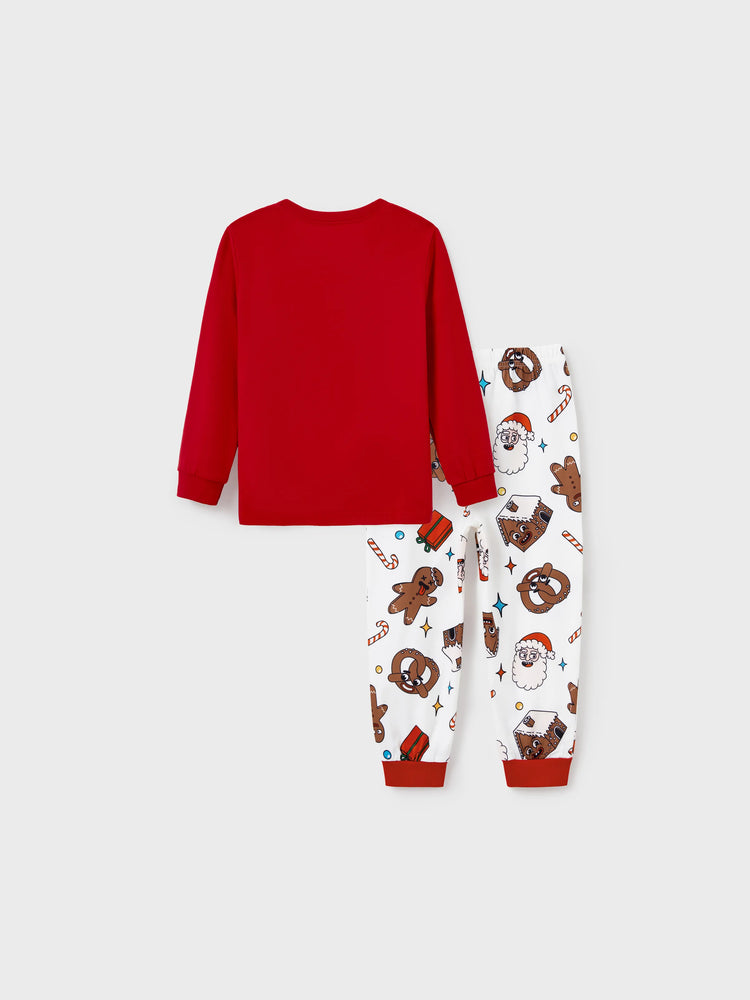 Christmas Matching Family Pajamas Set Glow in the Dark Gingerbread and Santa PJS with Christmas Socks Red