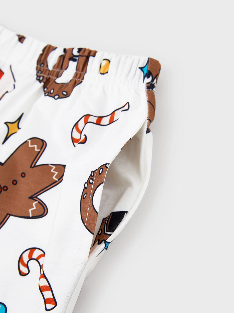 Christmas Matching Family Pajamas Set Glow in the Dark Gingerbread and Santa PJS with Christmas Socks Red