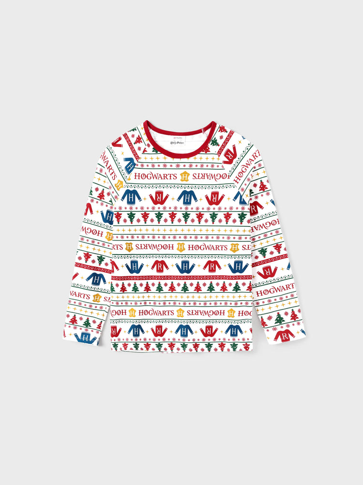 Harry Potter Christmas Matching Family Organic Cotton Snug-fitting Pajamas Sets with Socks White