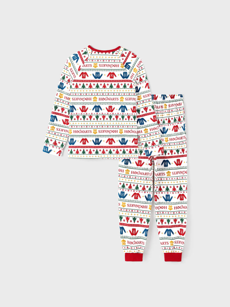 Harry Potter Christmas Matching Family Organic Cotton Snug-fitting Pajamas Sets with Socks White