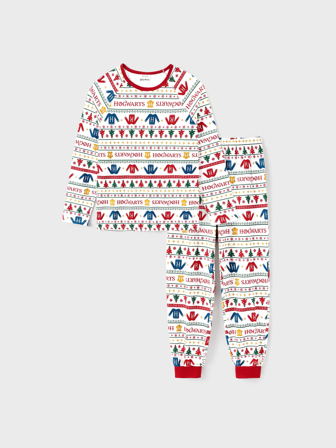Harry Potter Christmas Matching Family Organic Cotton Snug-fitting Pajamas Sets with Socks White