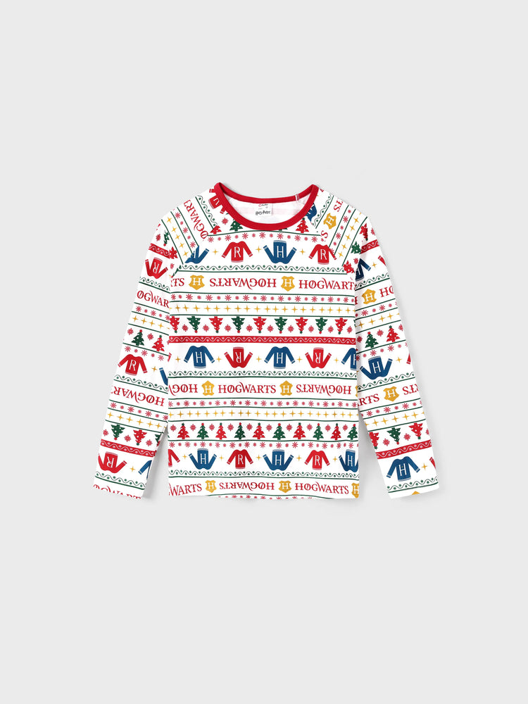 Harry Potter Christmas Matching Family Organic Cotton Snug-fitting Pajamas Sets with Socks White