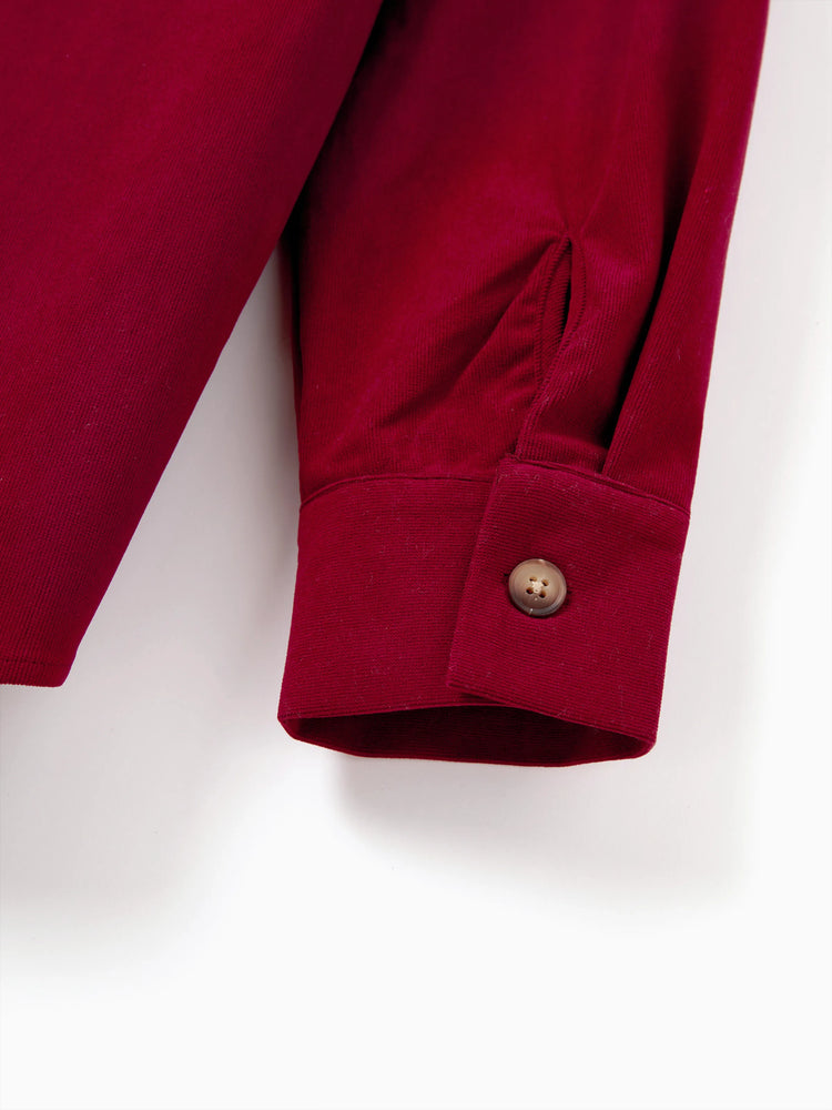 Ensemble de tenues familiales assorties : chemise à manches longues et robe en tricot à carreaux à manches longues et épaules dénudées, bordeaux