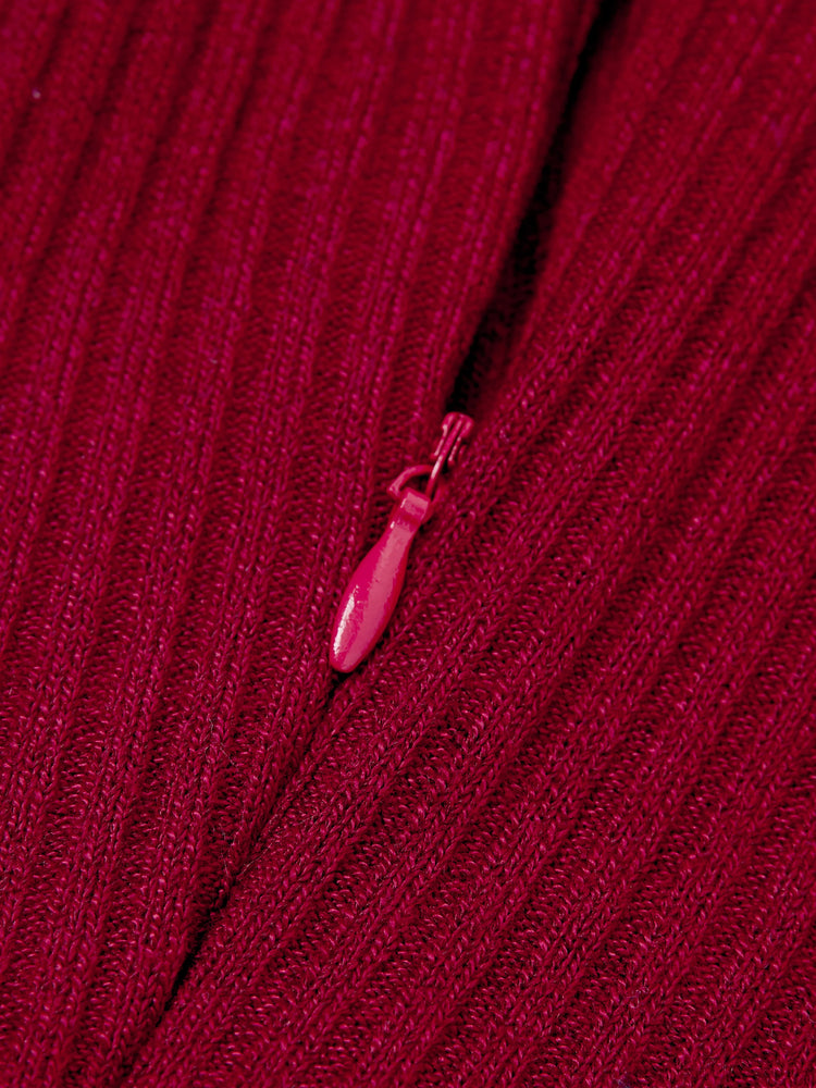 Ensemble de tenues familiales assorties : chemise à manches longues et robe en tricot à carreaux à manches longues et épaules dénudées, bordeaux