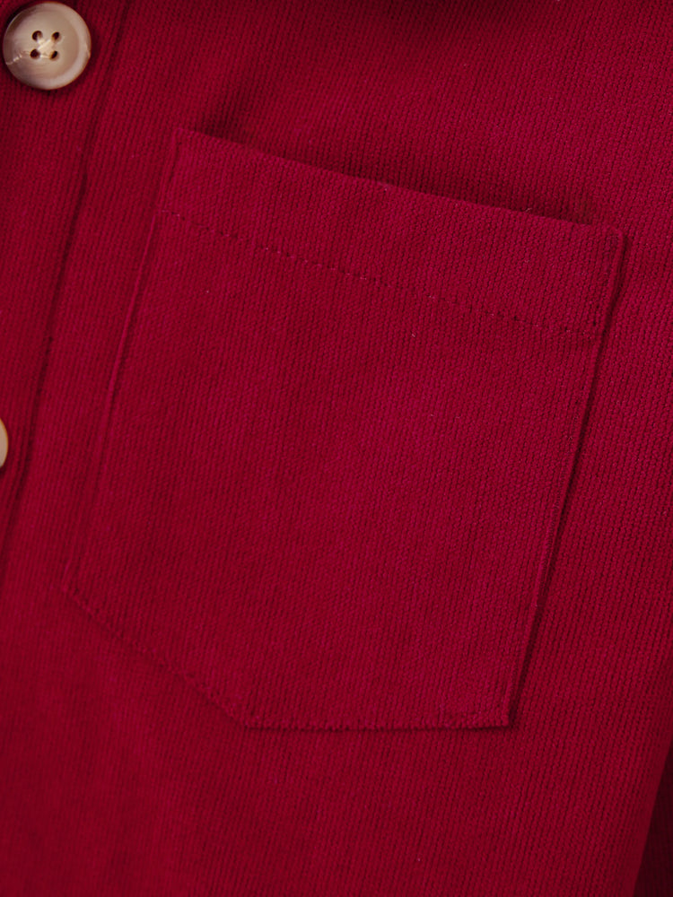 Ensemble de tenues familiales assorties : chemise à manches longues et robe en tricot à carreaux à manches longues et épaules dénudées, bordeaux