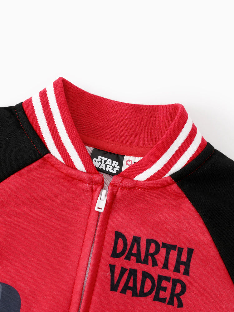 Star Wars Toddler/Kids Boy Darth Vader Childlike Character Graphic Colorblock Bomber Jacket Red