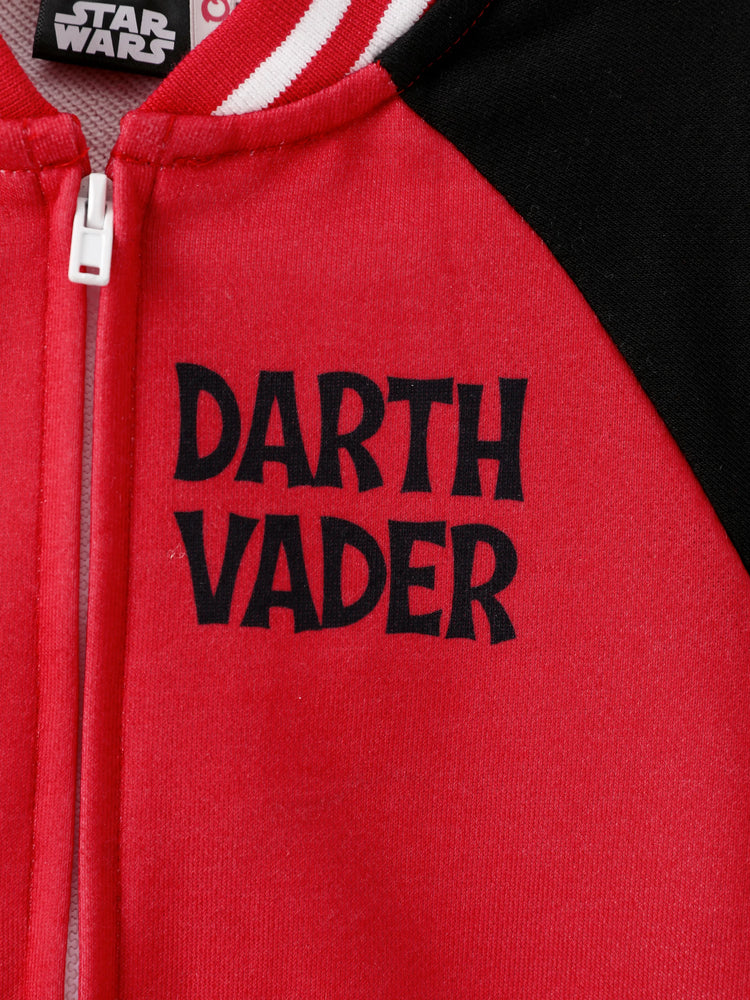 Star Wars Toddler/Kids Boy Darth Vader Childlike Character Graphic Colorblock Bomber Jacket Red