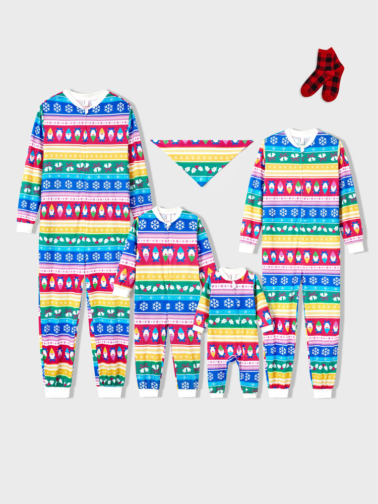 Ensemble pyjama de Noël assorti pour toute la famille, pyjama rayé avec motif gnome de Noël et chaussettes de Noël multicolores