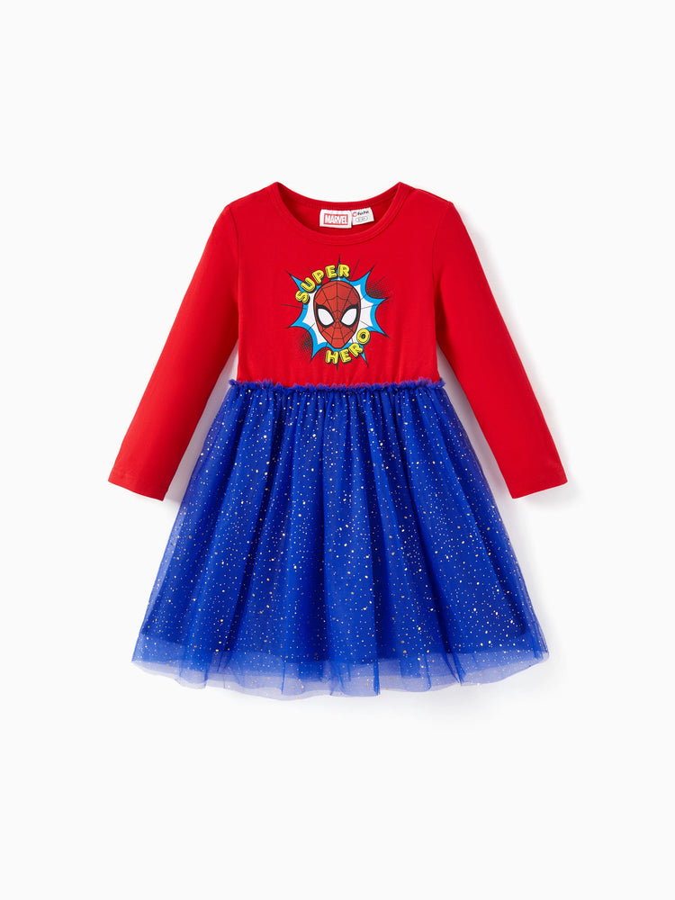 Marvel Kleinkind/Kinder Mädchen Spiderman Glitzerndes Tüllkleid mit kindlicher Grafik rot