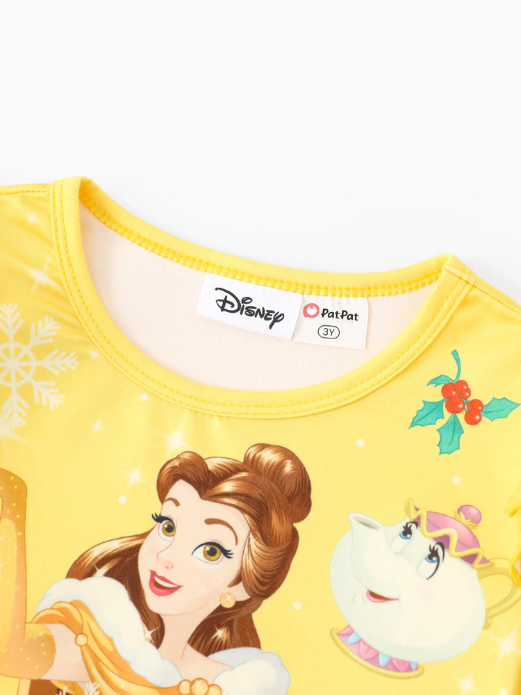Disney Princess Toddler Girl Belle Ruffled Longsleeves Tulle Dress Yellow