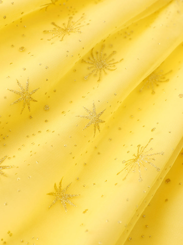 Disney Princess Toddler Girl Belle Ruffled Longsleeves Tulle Dress Yellow