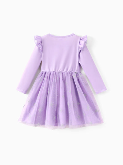 Disney Princess Toddler Girl Rapunzel Ruffled Longsleeves Tulle Dress Purple