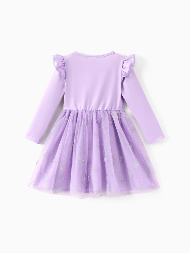 Robe en tulle à volants et manches longues pour petite fille Disney Princess Raiponce Violet