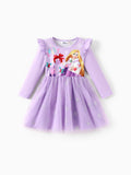 Robe en tulle à volants et manches longues pour petite fille Disney Princess Raiponce Violet