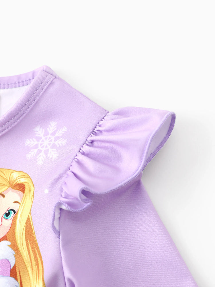 Robe en tulle à volants et manches longues pour petite fille Disney Princess Raiponce Violet