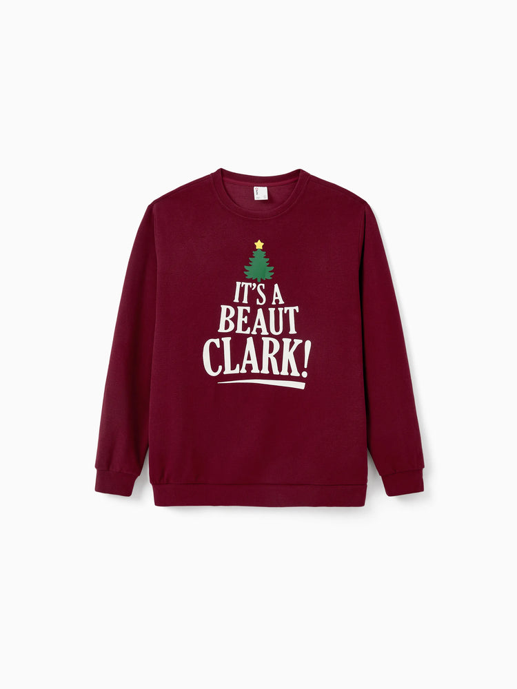 Weihnachten Familie Passende Langarm-Tops Leuchten im Dunkeln Weihnachtsdruck Sweatshirt Burgundy