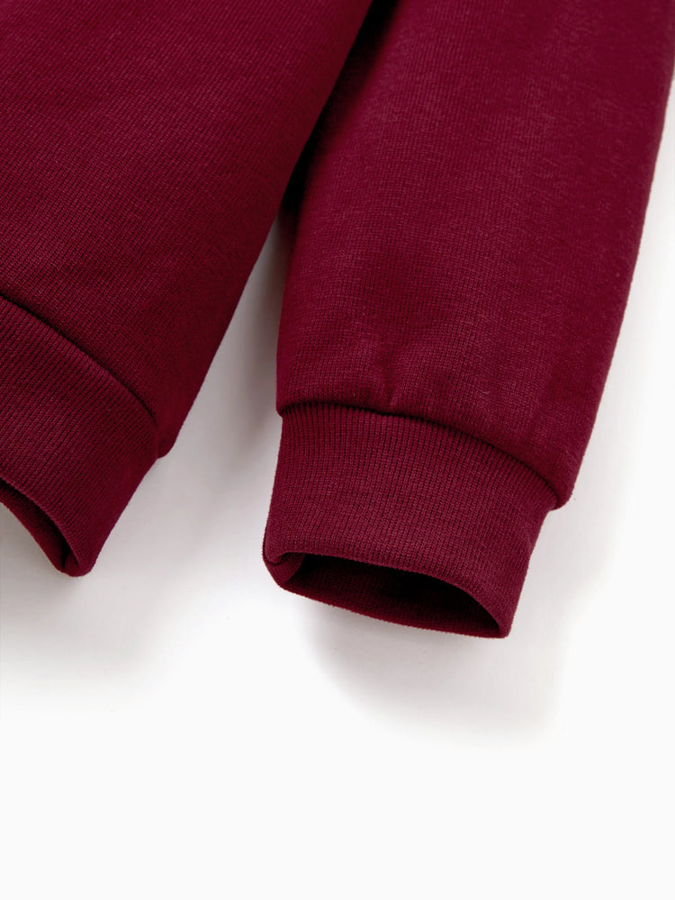 Weihnachten Familie Passende Langarm-Tops Leuchten im Dunkeln Weihnachtsdruck Sweatshirt Burgundy