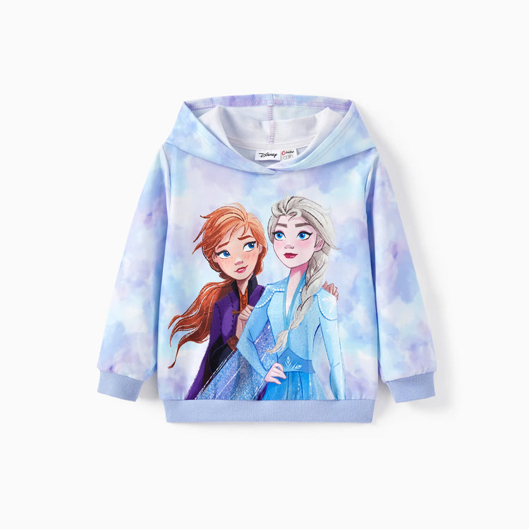 Disney Frozen Toddler/Kids Girl Elsa & Anna Ribbed Cuffs Hooded Tops Purple
