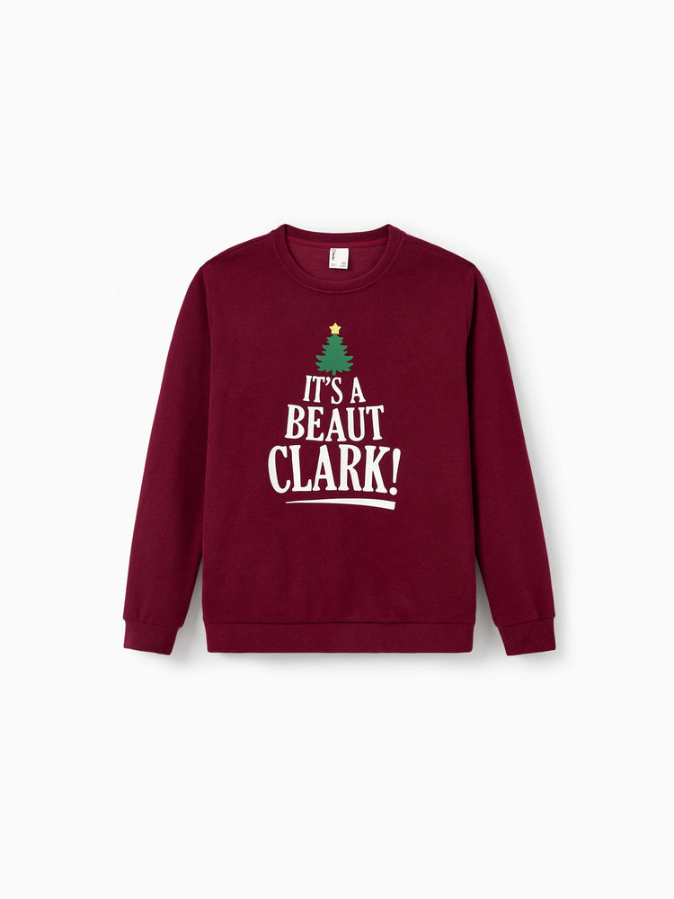 Weihnachten Familie Passende Langarm-Tops Leuchten im Dunkeln Weihnachtsdruck Sweatshirt Burgundy