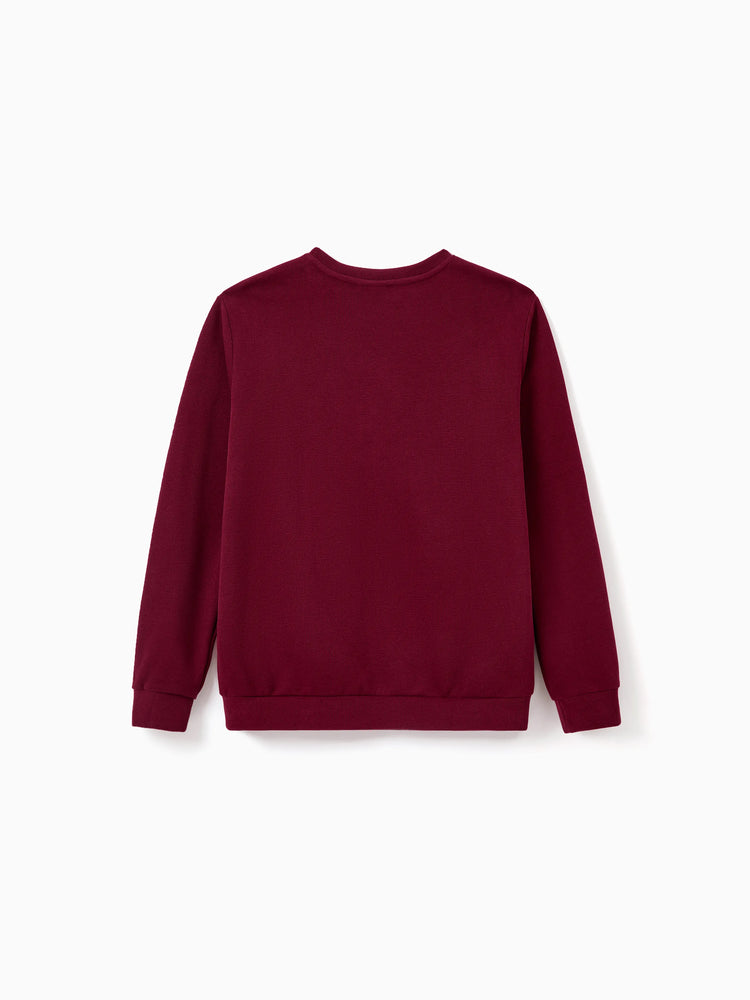 Weihnachten Familie Passende Langarm-Tops Leuchten im Dunkeln Weihnachtsdruck Sweatshirt Burgundy