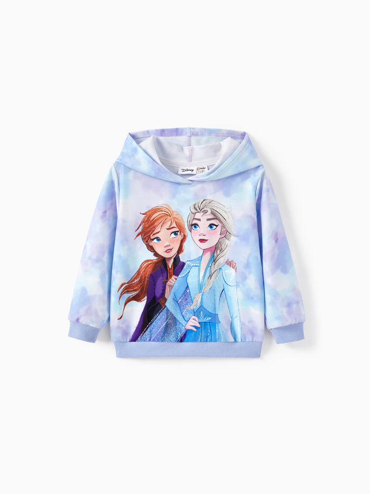 Disney Frozen Toddler/Kids Girl Elsa & Anna Ribbed Cuffs Hooded Tops Purple