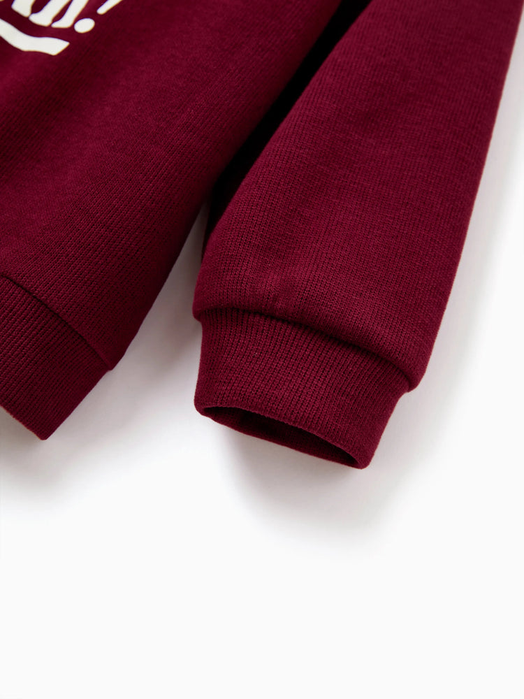 Weihnachten Familie Passende Langarm-Tops Leuchten im Dunkeln Weihnachtsdruck Sweatshirt Burgundy