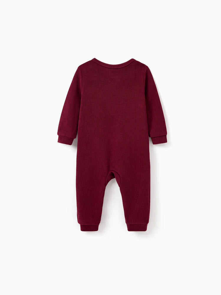 Weihnachten Familie Passende Langarm-Tops Leuchten im Dunkeln Weihnachtsdruck Sweatshirt Burgundy