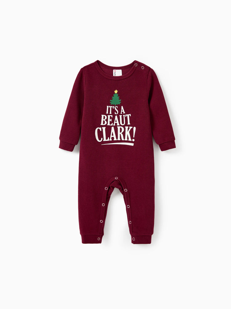 Weihnachten Familie Passende Langarm-Tops Leuchten im Dunkeln Weihnachtsdruck Sweatshirt Burgundy