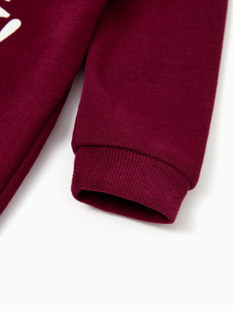 Weihnachten Familie Passende Langarm-Tops Leuchten im Dunkeln Weihnachtsdruck Sweatshirt Burgundy