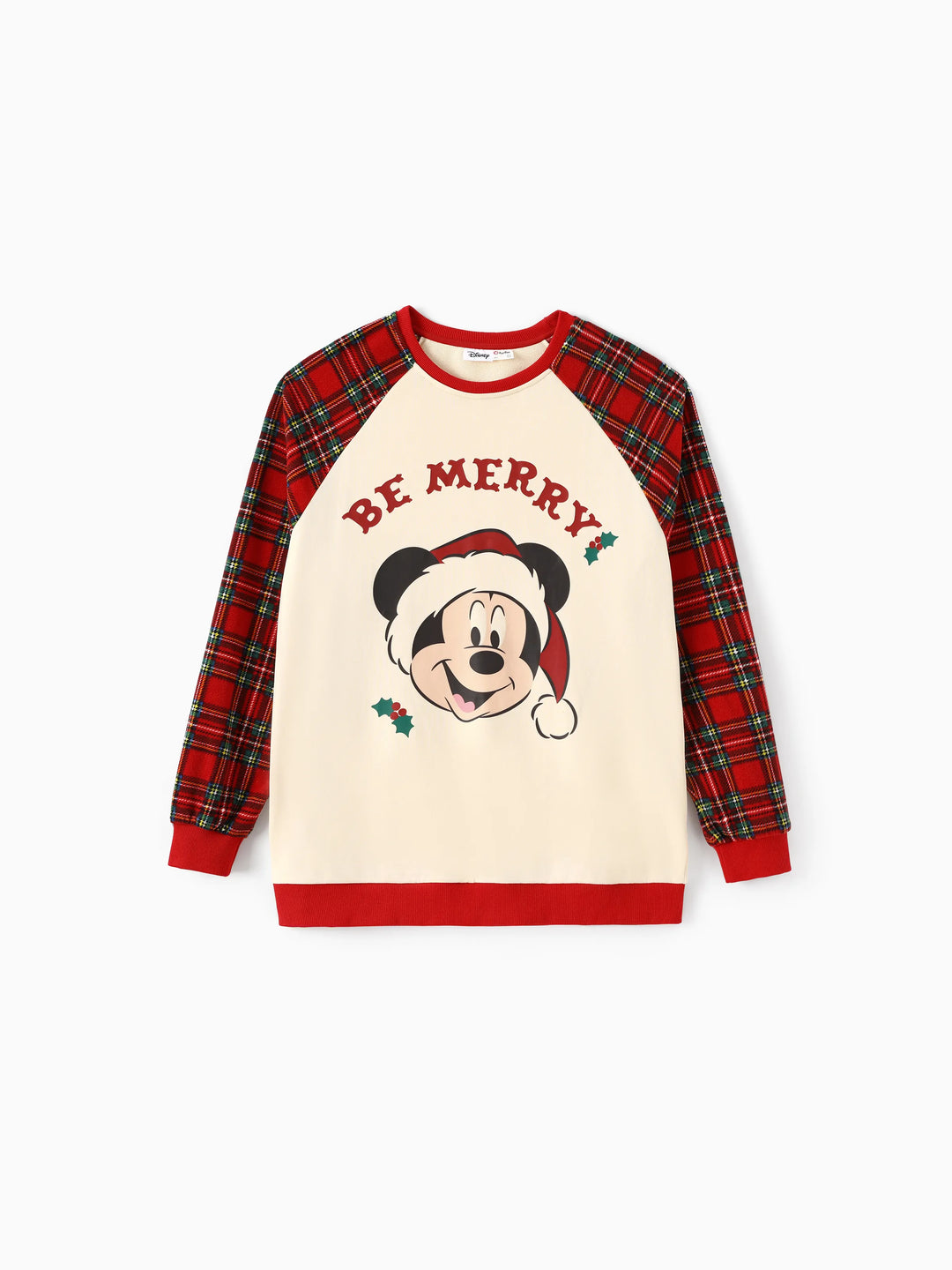 Sweat-shirt à imprimé écossais assorti Disney Mickey et ses amis pour la famille, rouge