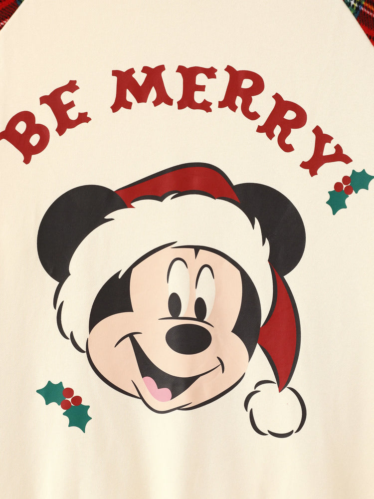 Disney Mickey and Friends Christmas Family Matching Plaid Print Sweatshirt Red