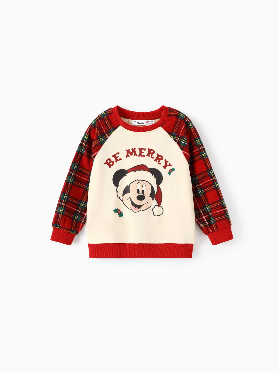 Sweat-shirt à imprimé écossais assorti Disney Mickey et ses amis pour la famille, rouge